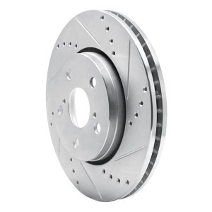 Toyota C-HR Brake Rotor (1) - Front Right - R1 Concepts - Drilled & Slotted - Silver - `18-`22